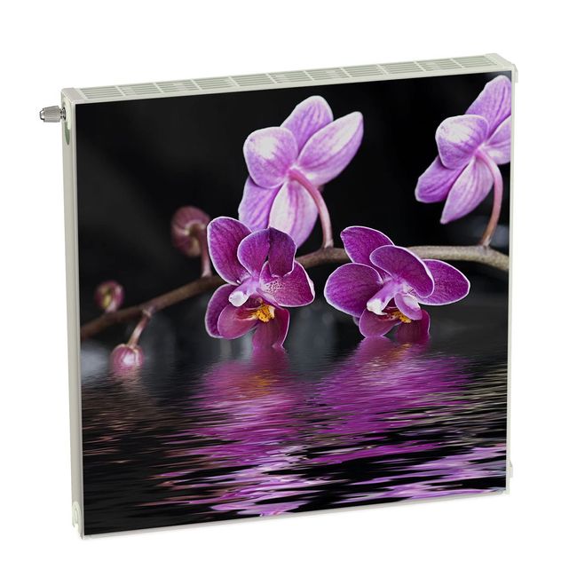 Magnet Heizkörperverkleidung Heizkörperabdeckung Rosa Blumen Orchidee 60x60 cm Heizung Abdeckung Verkleidung Magnetische Abdeckmatte Kühlschrank aus Einem Flexiblen Magneten Digitaler Aufdruck