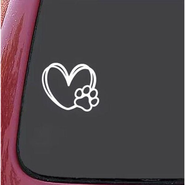 Dog Paw Love Pet Vinyl Window Heart Decal Art Sticker Home Any Colour