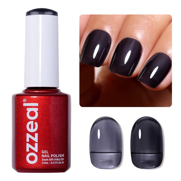 Ozzeal Smalto Semipermanente Unghie Trasparente, Nero Smalti Semipermanenti Per Unghie Cristallo Blu Scuro Traslucido Gel Nail Polish Primavera Estate Smalto Gel Unghie Soak Off UV Led 15ML