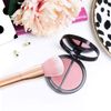 TRIXES Powder Brush - Blusher Blush -Professional Cosmetic Make Up Brush - Beauty Blender - Flawless Full Coverage - for Face Cheeks & Jawline - Rose Gold