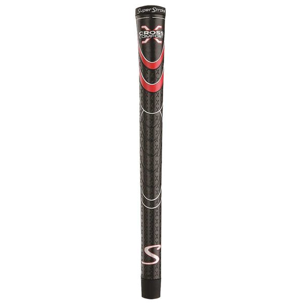 SuperStroke Cross Comfort Golf Club Grip, Black/Red (Oversized) | Soft & Tacky Polyurethane That Boosts Traction | X-style Surface & Non-Slip | Swing Faster & Square the Clubface More Naturally