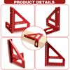 Woodworking Square Protractor, 3D Multi Angle Measuring Ruler, 45/90 Degree Aluminum Miter Triangle Ruler Scriber, High Precision Layout Multipurpose Measuring Tool for Engineer Carpenter (Red)