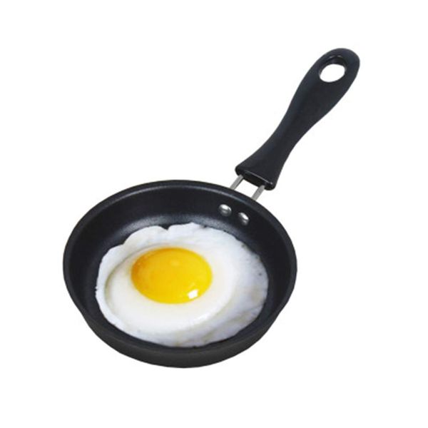 Chanhan Non-Stick Frying Pan, Portable Mini Frying Pan Poached Egg Small Kitchen Cooker Black(12CM)