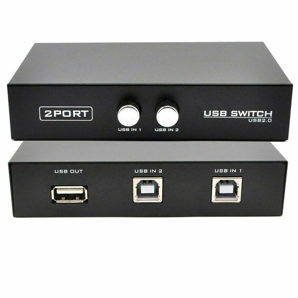 USB 2.0 Manual Switch Box HUB 2 Port Sharing PC Scanner Printer Camera Keyboard