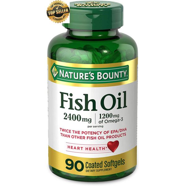 Nature’S Bounty Fish Oil, 2400Mg, 1200Mg of Omega-3, 90 Coated Softgels