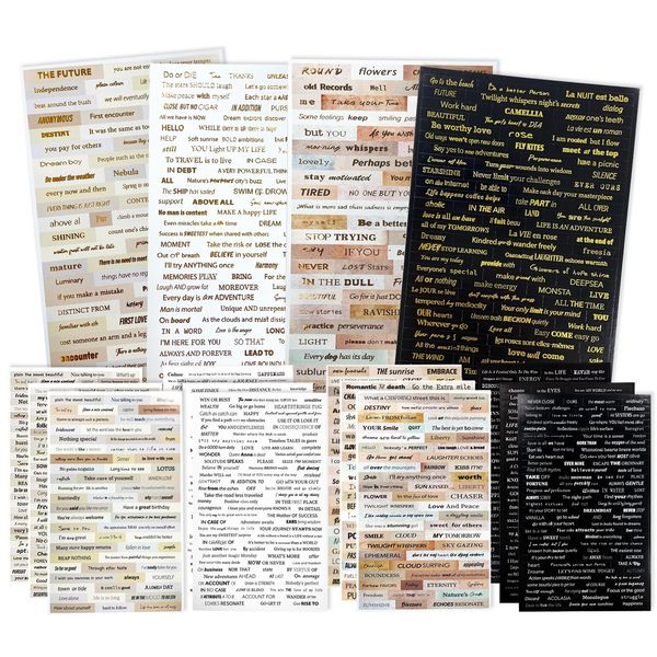 16 Sheets Sticker Sprüche, Scrapbook Zubehör Set（4 Seiten Bronzing Scrapbook Stickers）Bullet Journaling Zubehör Für Bullet Journal Vintage Scrapbook DIY Fotoalbum Laptop Sticker usw