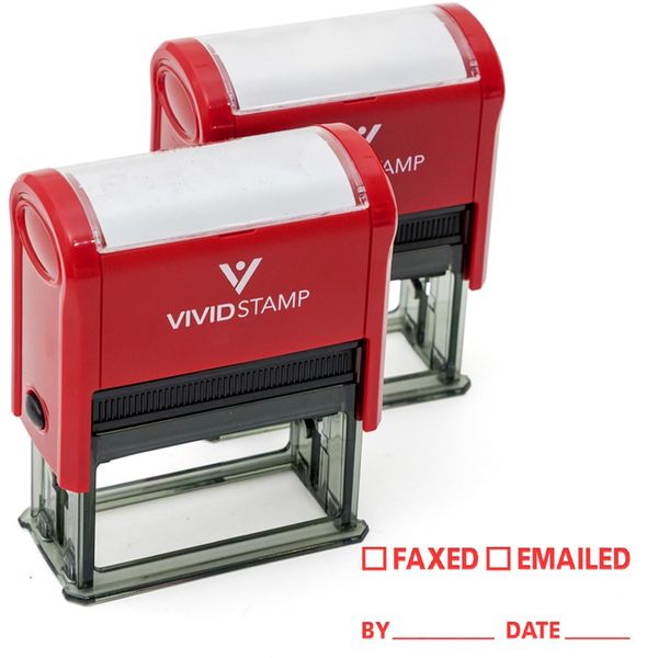 FAXED EMAILED by Date Self Inking Rubber Stamp (Red Ink) - Medium 2 Pack