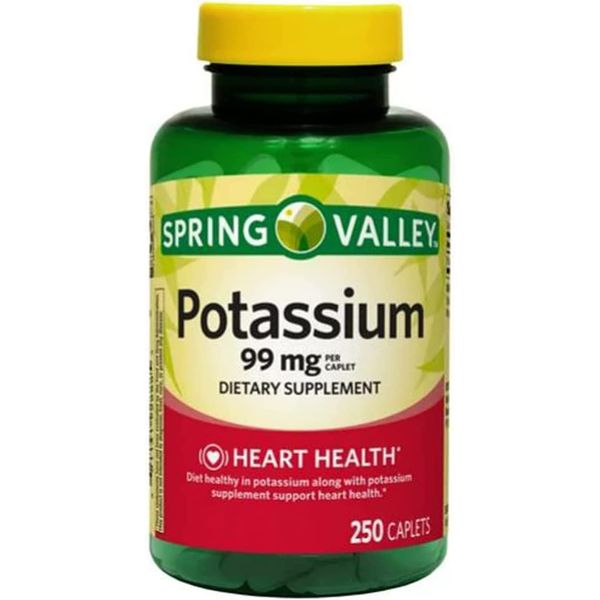 Spring Valley Potassium Caplets Dietary Supplement, 99 mg, 250 Count