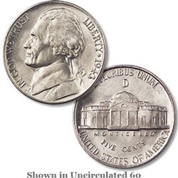 1943-D Jefferson Nickel, Wartime Silver Composition