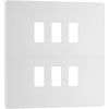 British General RPCDCL6W Evolve Grid Pearlescent White 6 Module Square Front Plate - White Trim