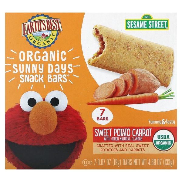 Organic Sunny Days Snack Bars, 2 Years and Up, Sweet Potato, Carrot, 7 Bars,