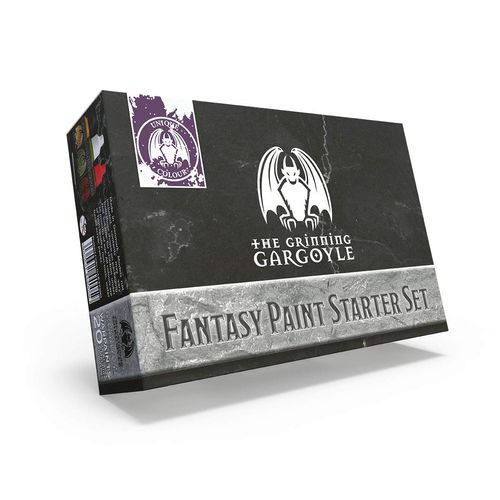 Grinning Gargoyle Fantasy Miniature Paint Set – Plastic Model Paint Set for Roleplaying Tabletop Figure - 20x Model Paints and a Brush - Miniature Paints DnD Starter Set- Model Paint (Starter)