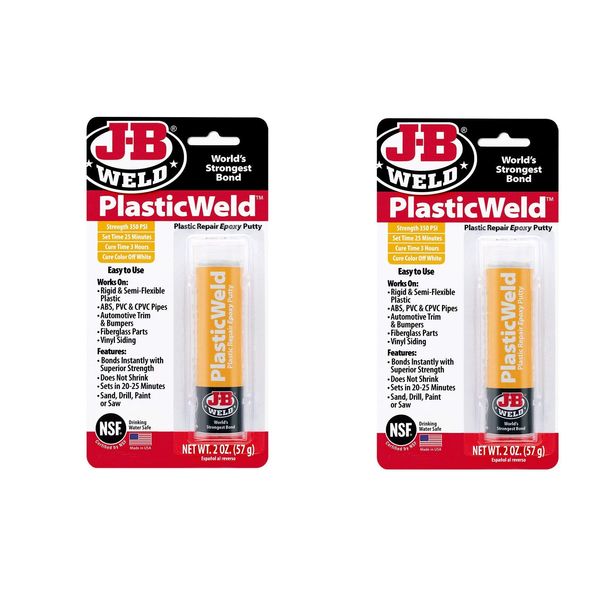 J-B Weld 8237 HfEanL PlasticWeld Plastic Repair Epoxy Putty, 2 Oz