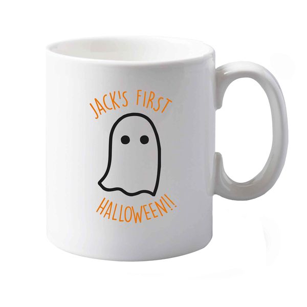 Flox Creative 10 oz Ceramic Mug First Halloween Ghost Left Handed
