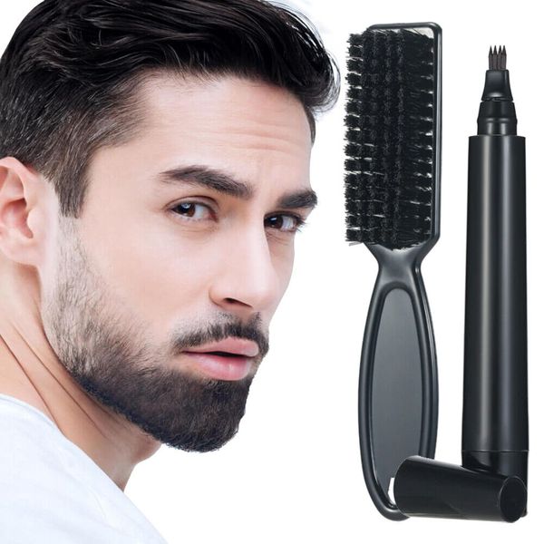 Beard Filling Pen Kit Salon Hair Engraving Styling Eyebrow Brush Tool Thickening