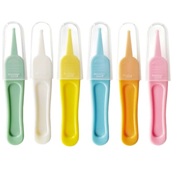 Duehut HLLMX 6 PCS Infant Nose Cleaning Tweezer with Plastic Round-Head Baby Ear Nose Navel Cleaner Clip for Baby Care