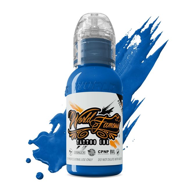 World Famous Medium Blue Tattoo Ink, Vegan and Professional Ink, Made in USA, Wave Medium Blue, 1 oz