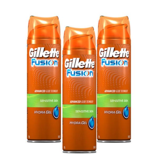 Gillette Fusion Hydra Gel Sensitive Shaving Cream 200ml 3ea