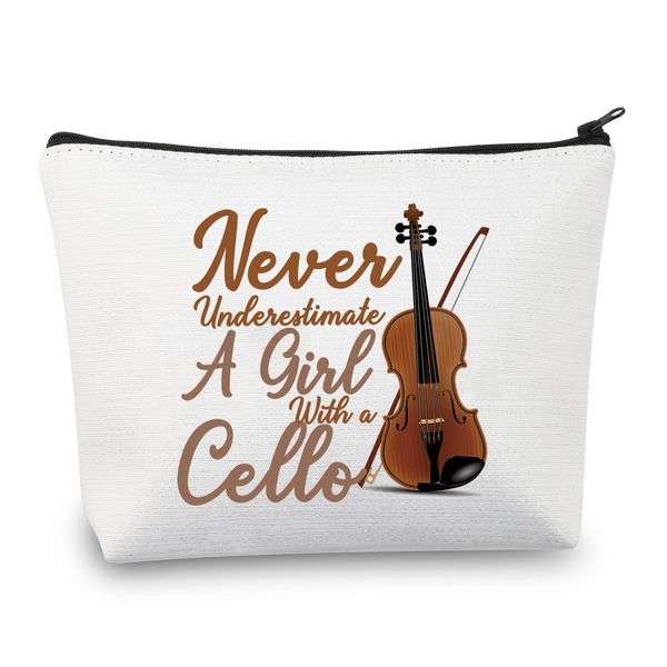 PLITI Cello-Geschenk, Cello-Liebhaber, Cellospieler, Geschenk, Cello-Musiklehrer, Geschenk, nie unterschätzen Sie EIN Mädchen, mit Einer Cello-Make-up-Tasche, Mädchen mit Cellou, modisch