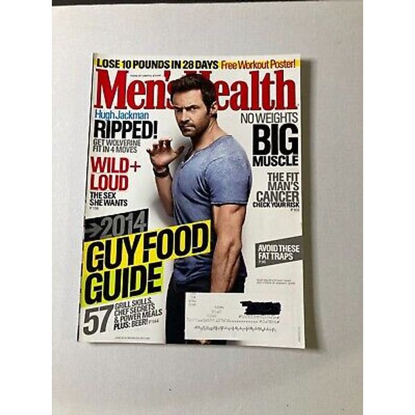 MEN'S HEALTH MAGAZINE, JUNE 2014, HUGH JACKMAN, FOOD GUIDE, BIG MUSCLE, NEW OFER