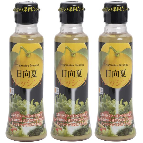 Mitsushi Hinata Summer Dressing, 6.1 fl oz (180 ml) x 3 Piece Set, Made with Miyazaki Prefecture Specialty Hyuga Natsumikan