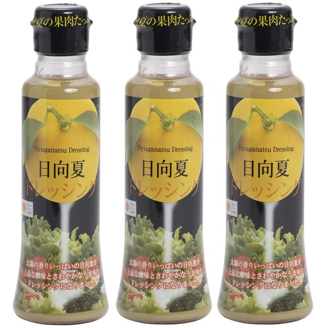 Mitsushi Hinata Summer Dressing, 6.1 fl oz (180 ml) x 3 Piece Set, Made with Miyazaki Prefecture Specialty Hyuga Natsumikan