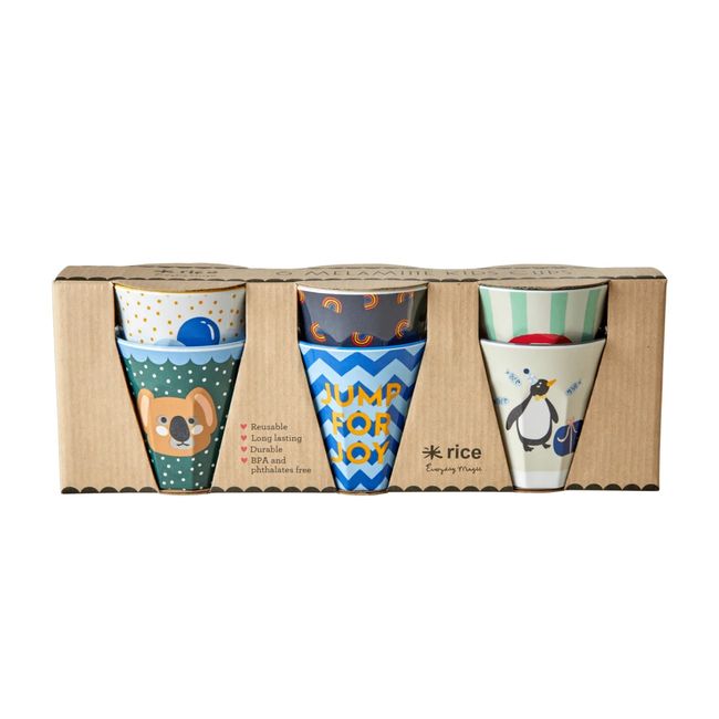 Melamine Cups with Assorted Party Animal Prints - Green - Small - 6 pcs. in Gift Box