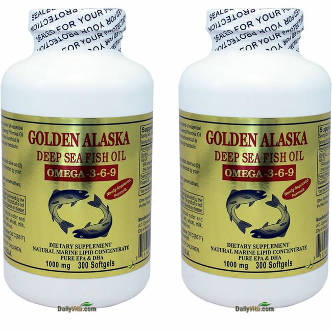 2 x Gold Vitamin Golden Alaska Deep Sea Fish Oil Omega 3 6 9 300 Softgels