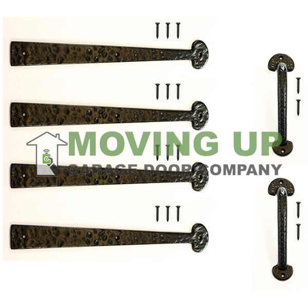 Garage Door Decorative Colonial Kit 16" Hinges + Handles Cast Iron + Hardware