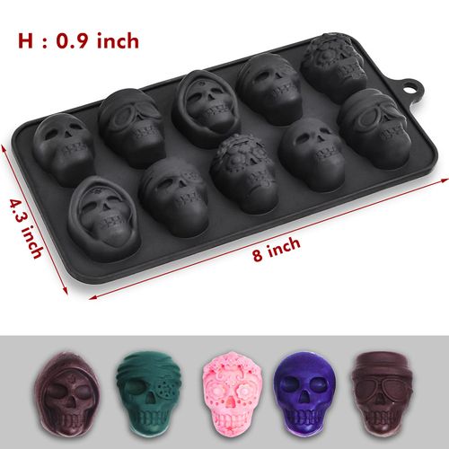 Webake Skull Chocolate Moulds Silicone 2 Pcs Skull Ice Cube Moulds Halloween Chocolate Moulds Wax Melt Moulds Candy Moulds for Halloween Party