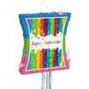 Unique Party 65999 - Rainbow Ribbons Joyeux Anniversaire Pinata, Pull String