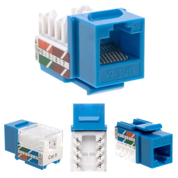 50 pcs Cat6 Punchdown Keystone Jack Blue 45 Degree Angle Ethernet Network PACK