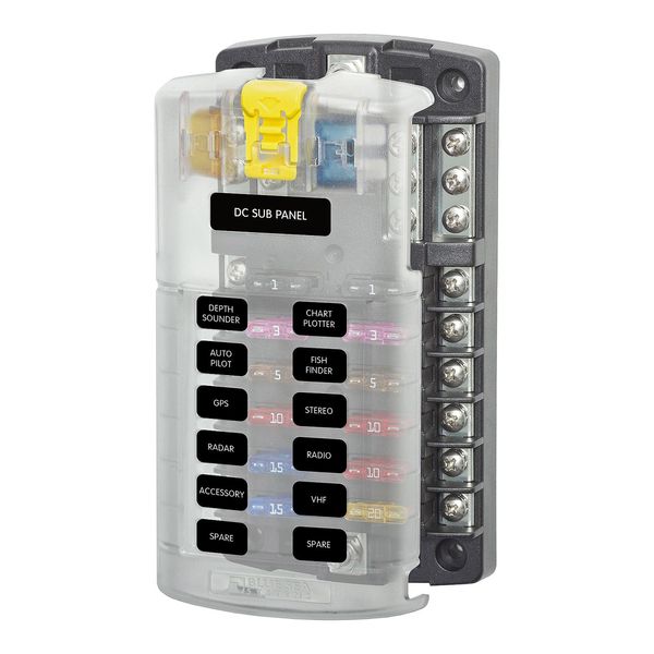 Blue Sea Systems ST Blade Fuse Block - 12 Circuits with Negative Bus & Cover