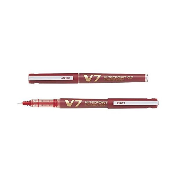 Pilot - 3 x Refillable Hi-TechPoint V7 Begreen Rollerball Pens - Medium Tip - Red Liquid Ink