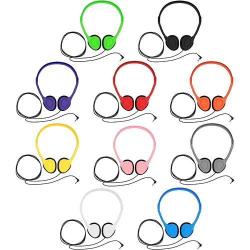 Maeline Bulk Classroom Student Headphones On Ear Stereo Headphones Adjustable Band & Foam Cushions for Kids Online Learning, Library, School, Airplane, Travel - 3.5mm Plug - 1 Pack - Black
