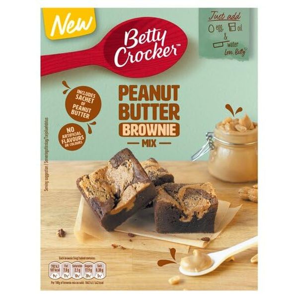 Betty Crocker | Peanut Butter Brownie Mix 2X350G | Chocolate fudge brownie mix with peanut butter | Suitable for Vegetarians