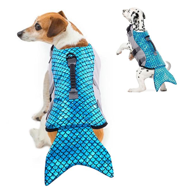 Rozkitch Dog Life Jacket Medium, Dog Life Vest for Swimming Boating, Mermaid Dog Life Jacket with Handle Ripstop Adjustable Floatation Pet Outfit Preserver Lifesaver for Doggy at Pool Beach