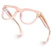 Square Blue Light Blocking Glasses Anti Glare Computer Pink Frame Eyeglasses