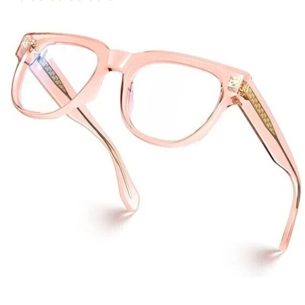 Square Blue Light Blocking Glasses Anti Glare Computer Pink Frame Eyeglasses