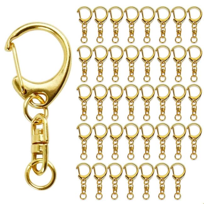 Key Chain Hardware [50 Pieces] One-touch Key Holder with Swivel Can Handmade, Keyring Accessories, DIY Craft Supplies, Gold