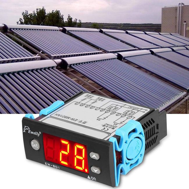 Solar Water Heater Temperature Controller Thermostat with Differential Temperature Controller, Digital Solar Heater Controller with Sensor