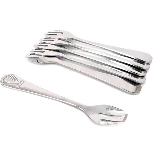 Specialty Oyster Forks - Set of 6 - Stainless Steel 18/10 - Center Fork Crafted into a Knife