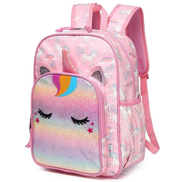 VASCHY Cute Backpack, For Kids, Kids, Lightweight, Girls, Boys, Backpack, Kindergarten, Lower Grade, Elementary School, Preschool, Excursions, Celebrations, Gifts, Includes Reflective Tape, unicorn