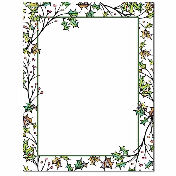 Holly Branches Letterhead Laser & Inkjet Printer Paper (25 Sheets)