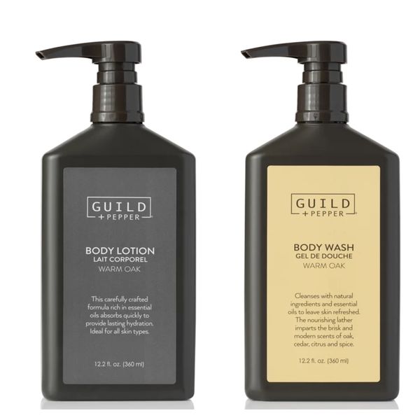 Guild + Pepper Warm Oak Body Wash & Lotion Bundle 360ml New