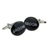 Black Oval Groom Wedding Design Cufflinks in a Post Friendly Cufflink Box - (X2N060)