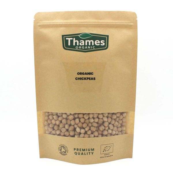 Organic Chickpeas - High Fiber, High Protein Snack - Raw, Vegan, Non-GMO - No Additives, No Preservatives - Perfect for Salads, Soups, Curries - Thames Organic 500g