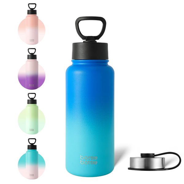 BOTTLE BOTTLE 33.8 fl oz (1000 ml) Water Bottle, For Children, Direct Drinking, Hot and Cold Insulated, Vacuum Insulated, Stainless Steel, Water Bottle, Portable, Blue