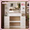 White Vanity Set with 11 Led Lights Makeup Desk Mirror Dressing Dresser Table