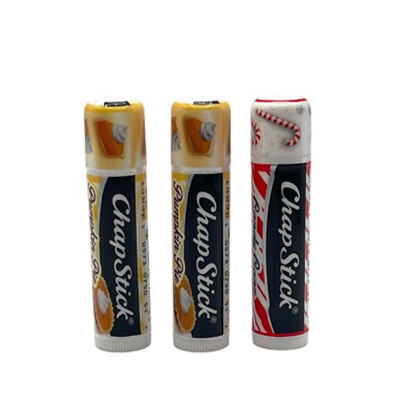 3 Chapstick Holiday Collection Lip Balm, Pumpkin Pie & Candy Cane